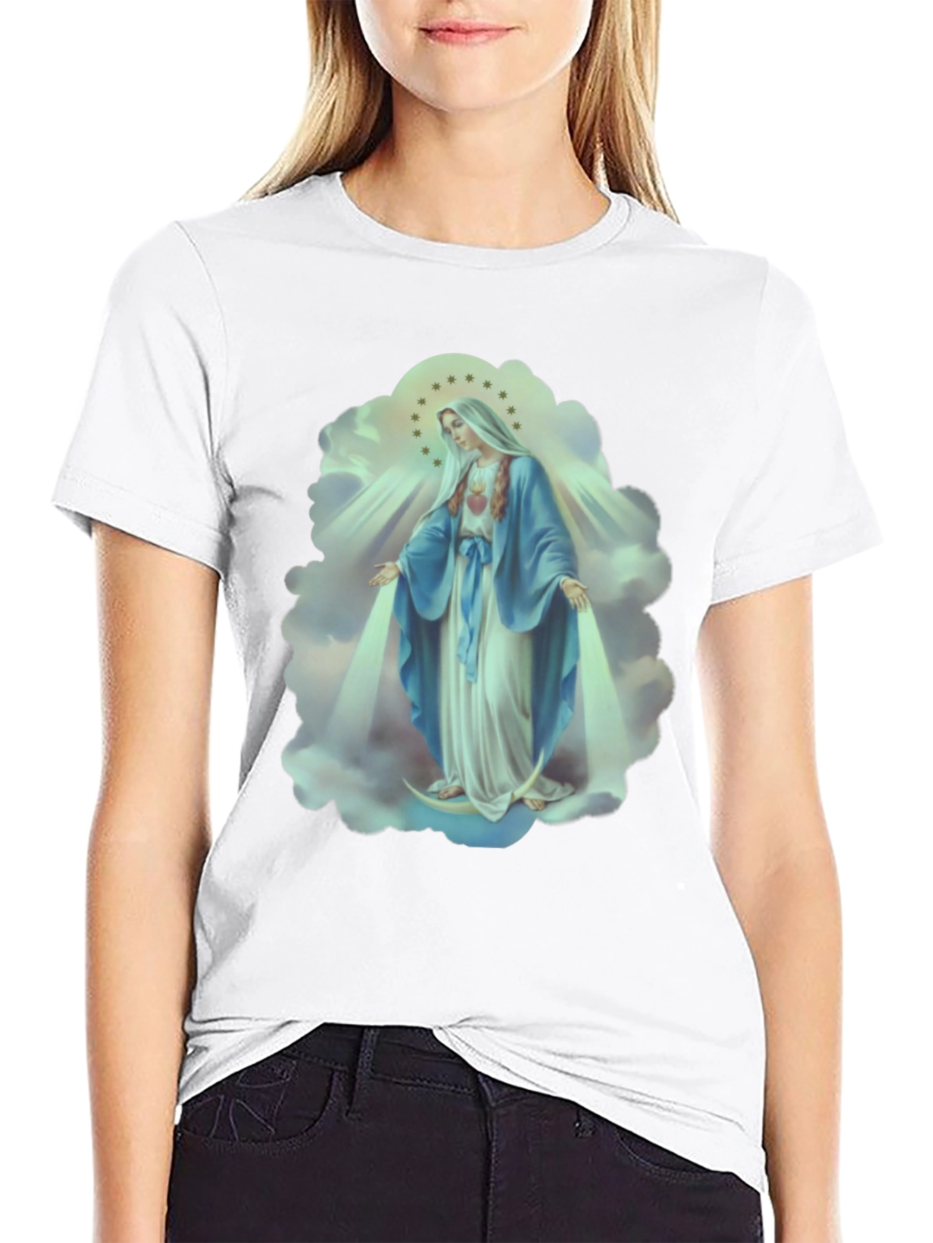Virgin Mary Graphic Tee - Religious Icon T-Shirt