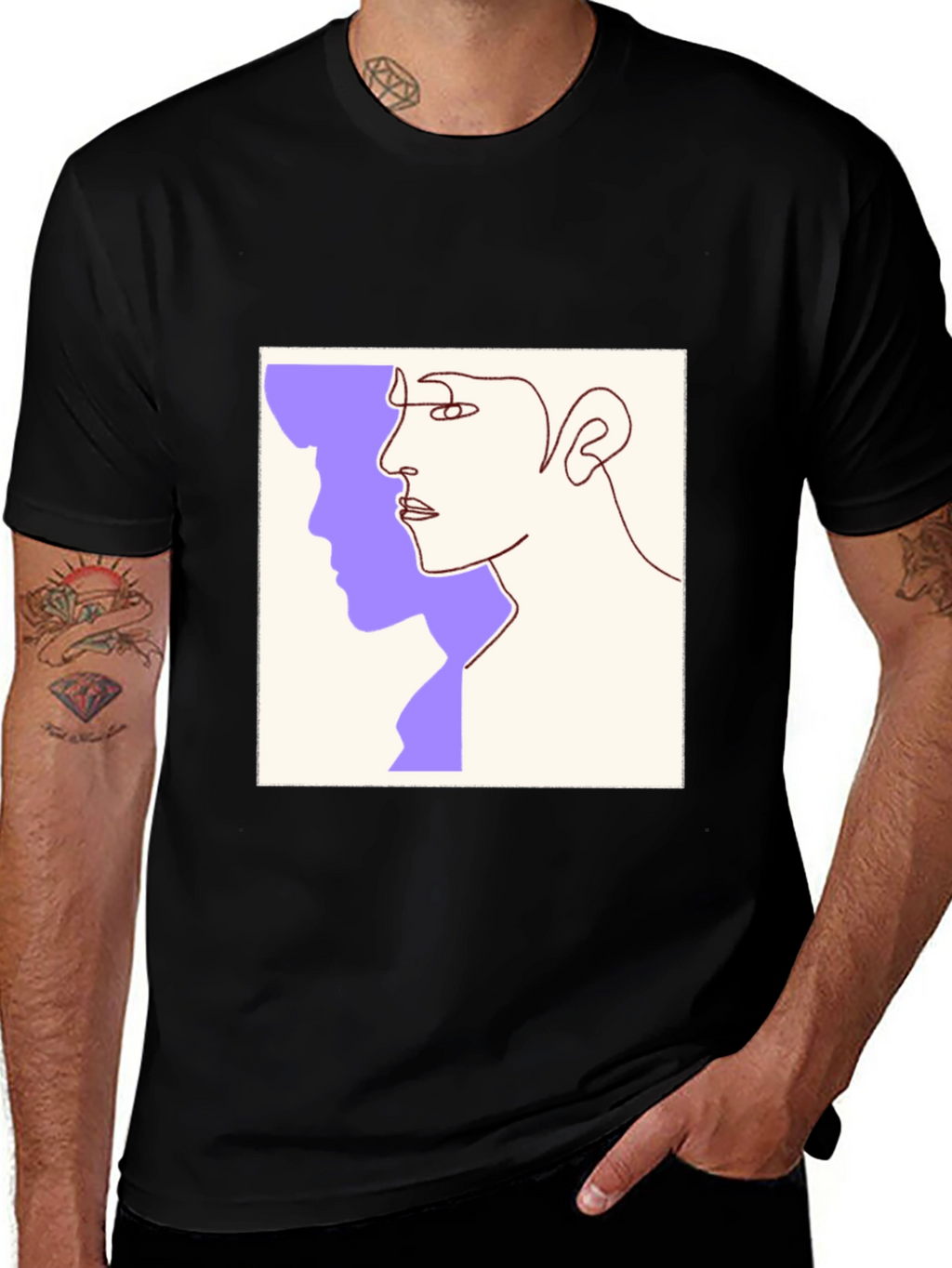 Abstract Face Line Art Graphic Tee