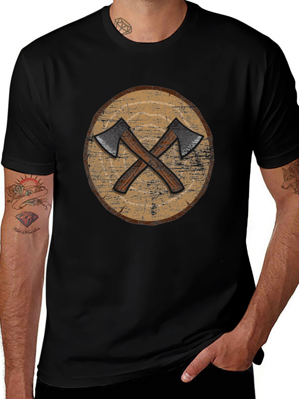 Viking Axe Shield Graphic Tee - Black