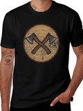 Viking Axe Shield Graphic Tee - Black