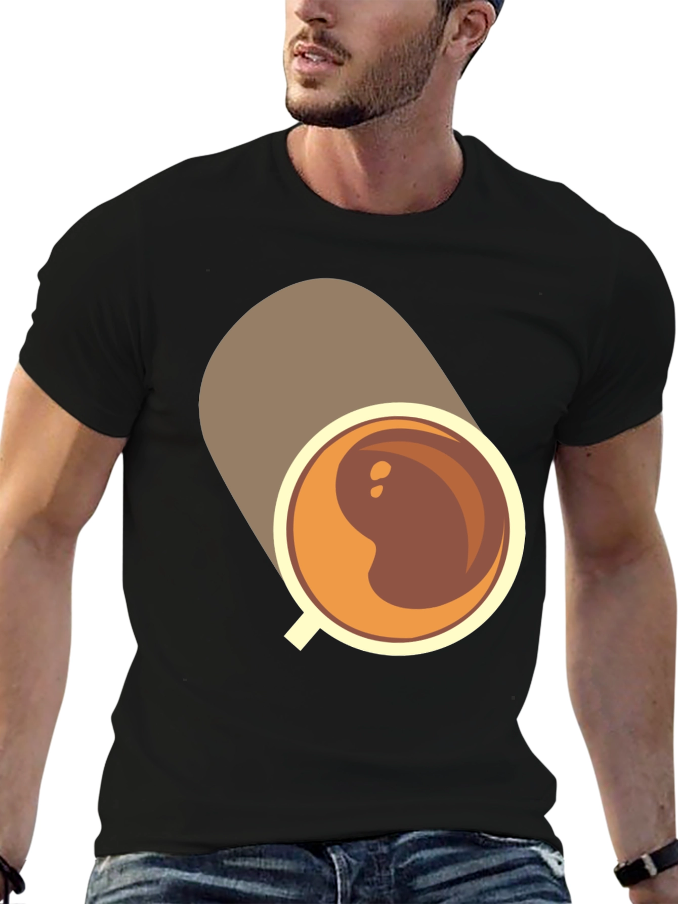 Coffee Cup Graphic Tee - Casual Black T-Shirt