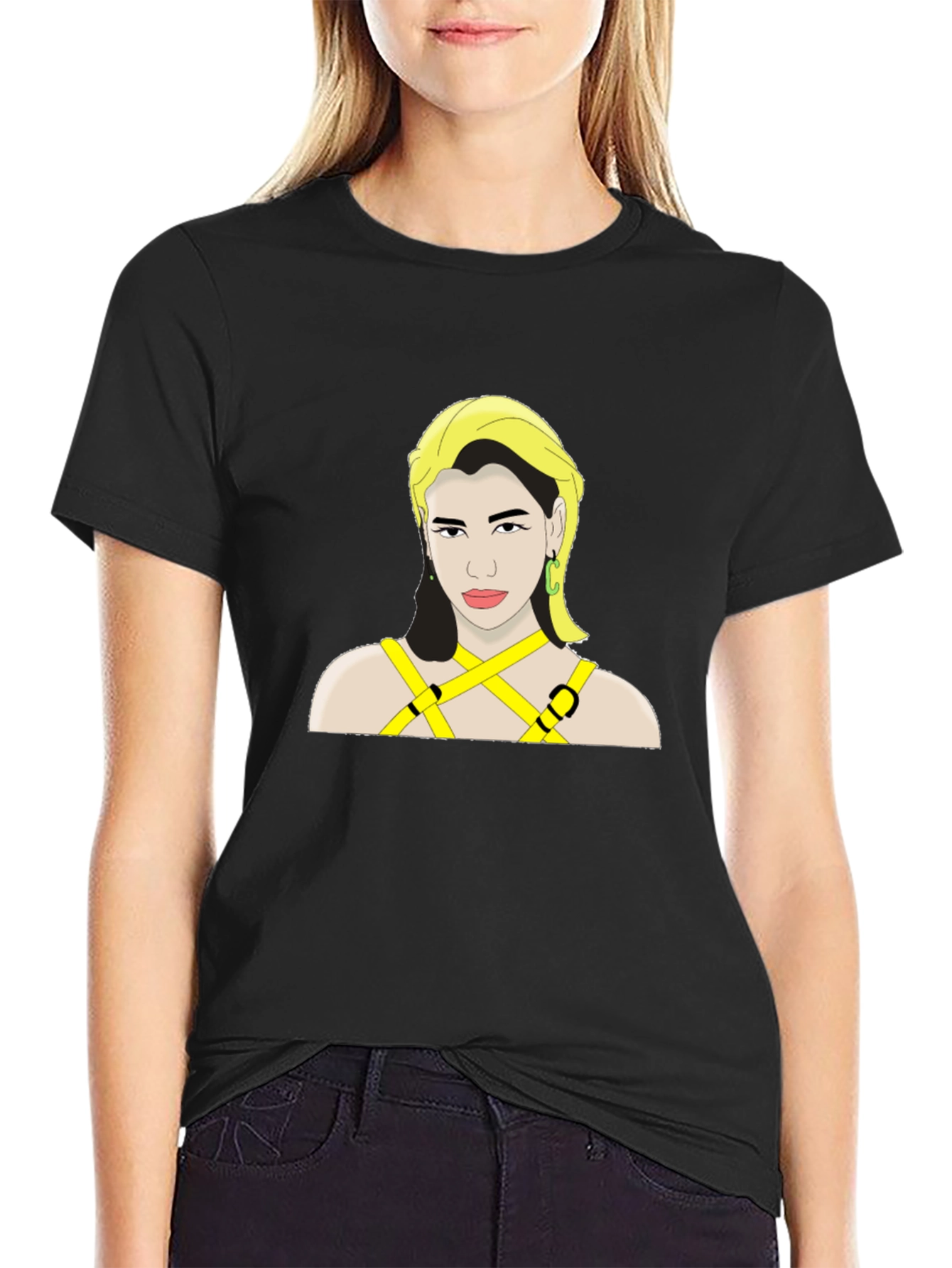 Dua Lipa Graphic Print Black T-Shirt