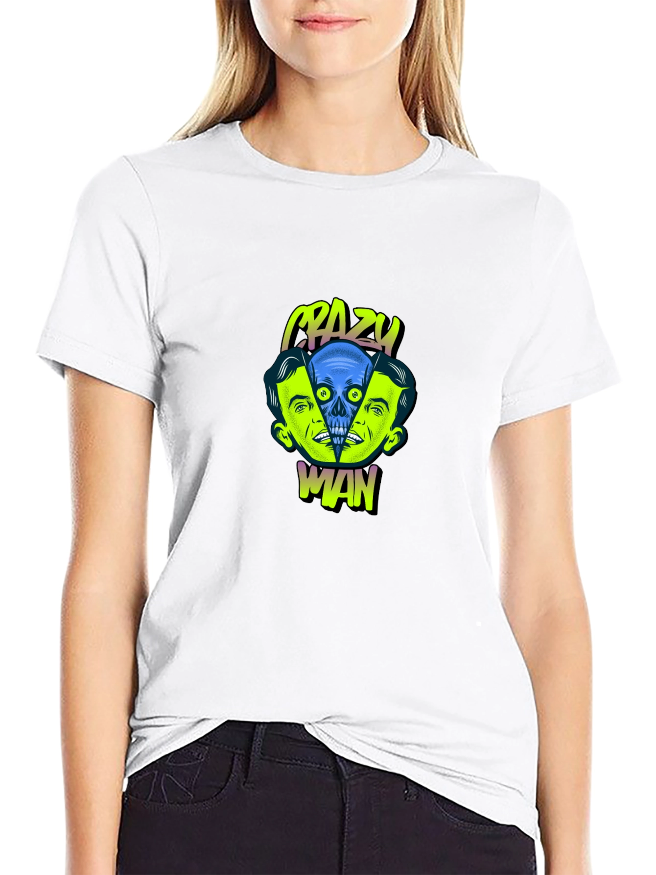 Crazy Man Graphic Print Black T-Shirt