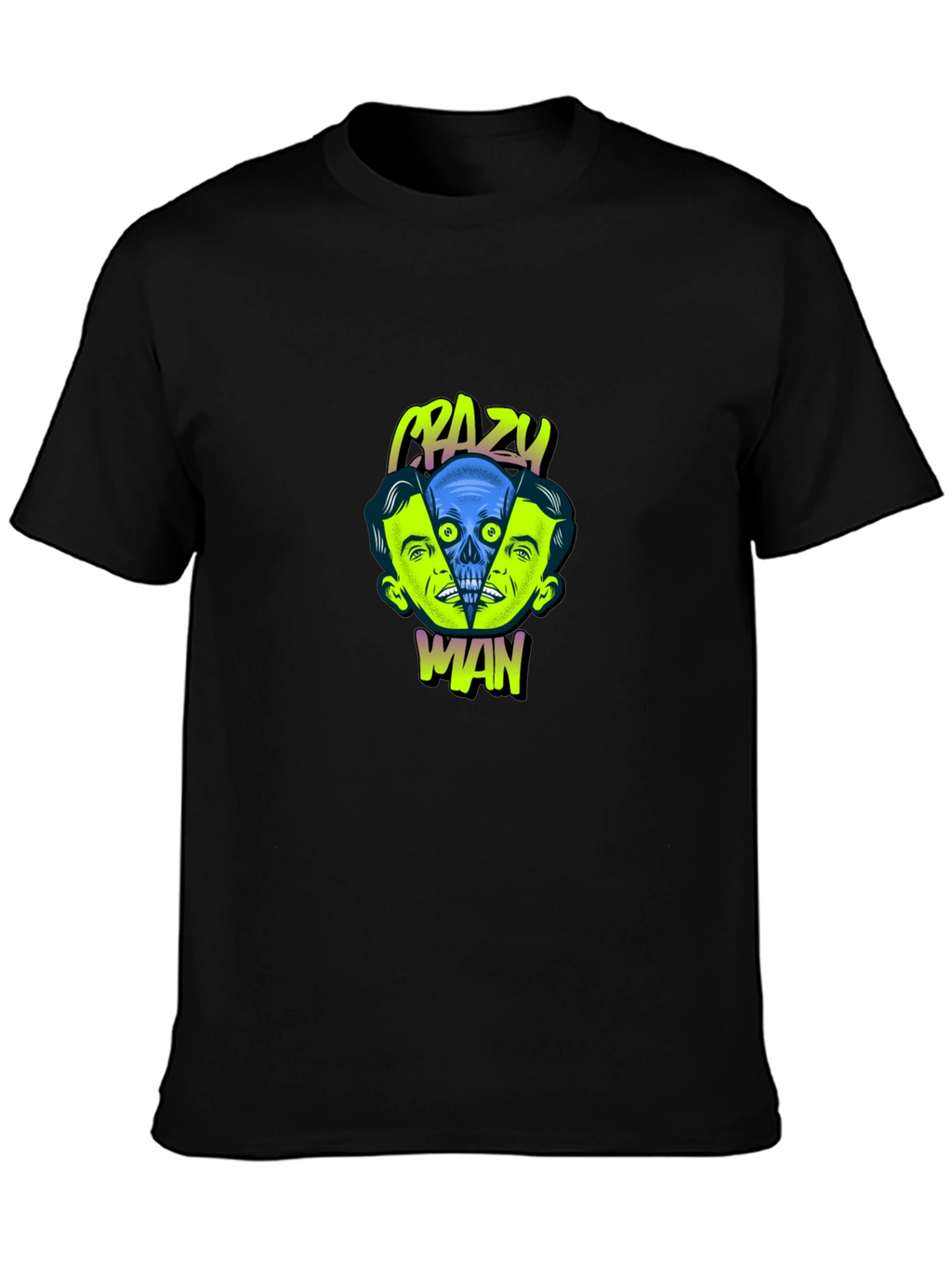 Crazy Man Graphic Print Black T-Shirt
