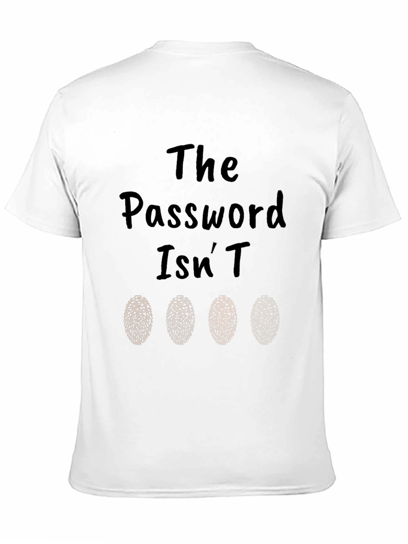 Password Isnt Fingerprints T-Shirt - Black Novelty Tee