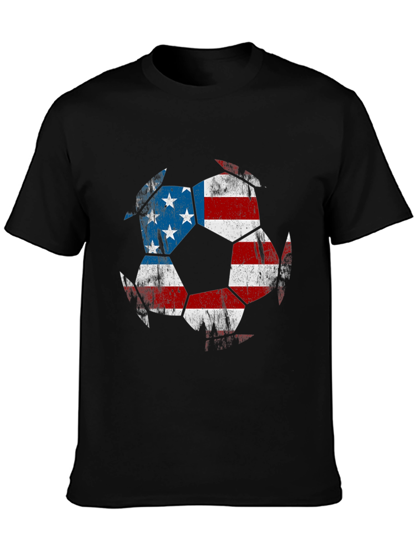 USA Flag Soccer Ball Graphic Tee - Patriotic Shirt