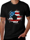 USA Flag Soccer Ball Graphic Tee - Patriotic Shirt