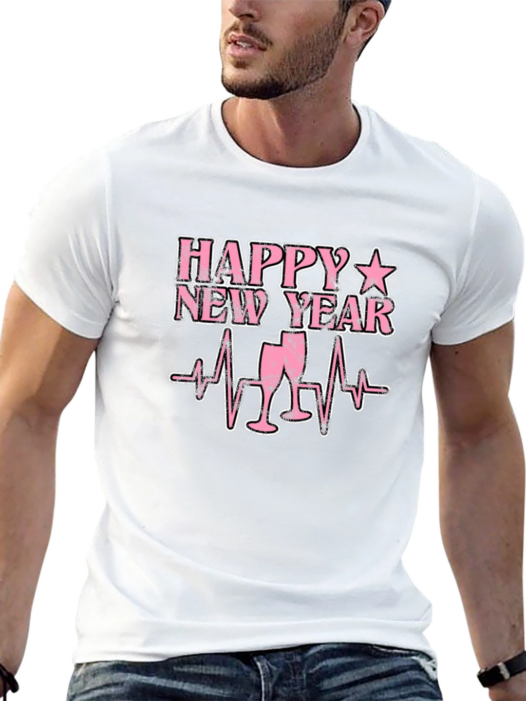 Happy New Year T-Shirt - Heartbeat Champagne
