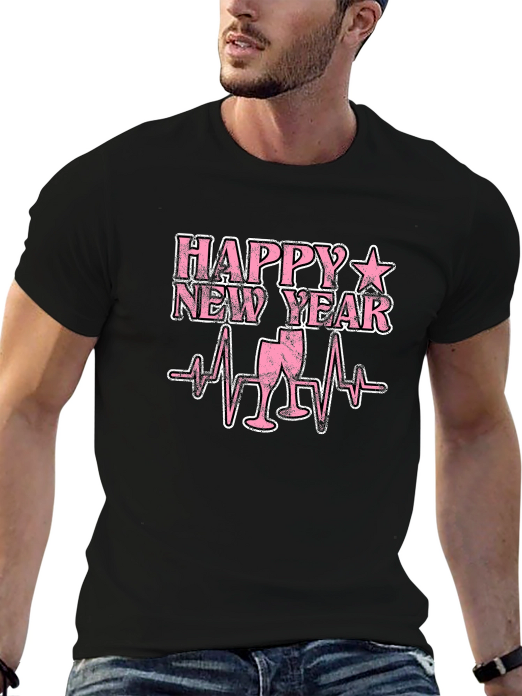 Happy New Year T-Shirt - Heartbeat Champagne