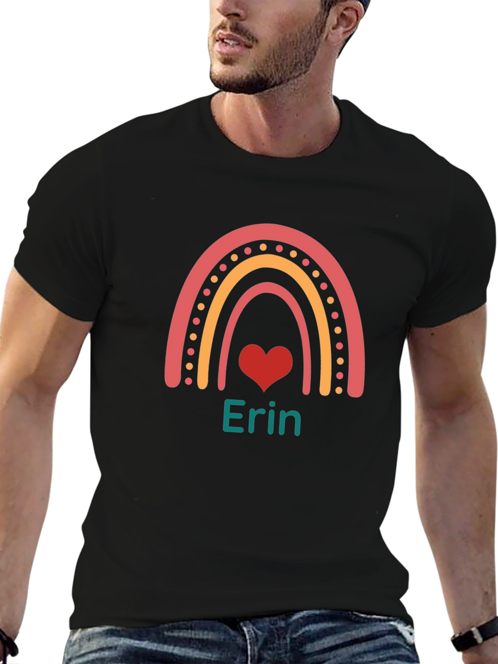 Erin Rainbow Heart Personalized T-Shirt