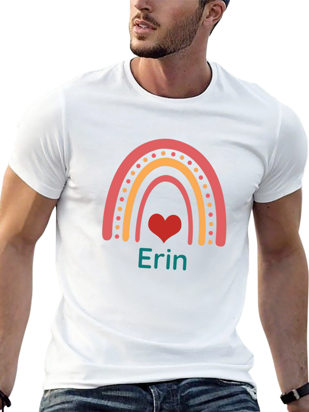 Erin Rainbow Heart Personalized T-Shirt
