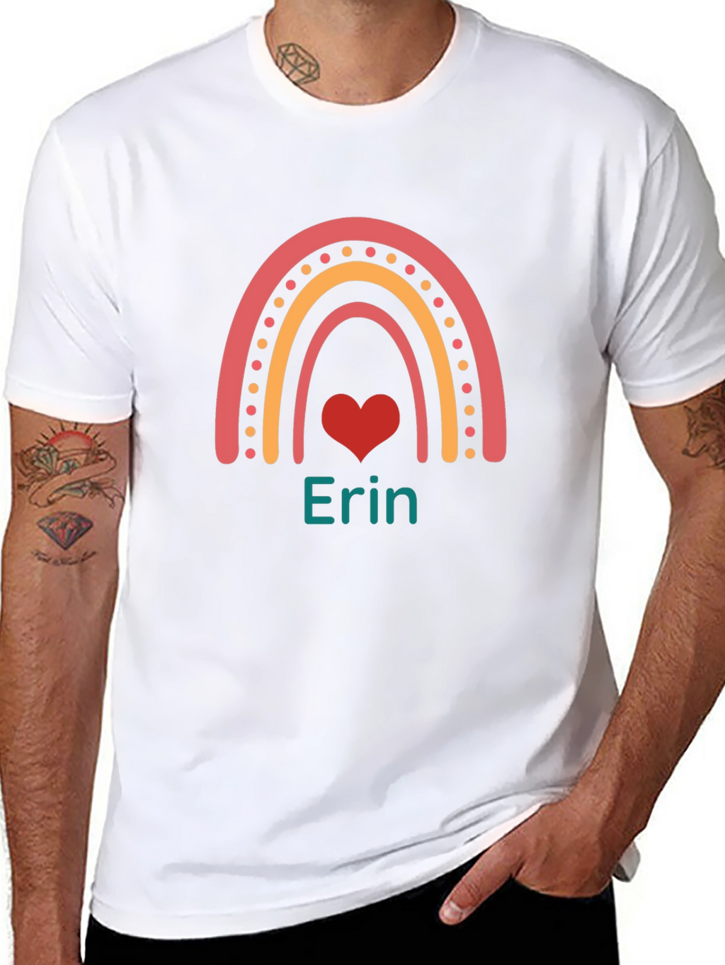 Erin Rainbow Heart Personalized T-Shirt