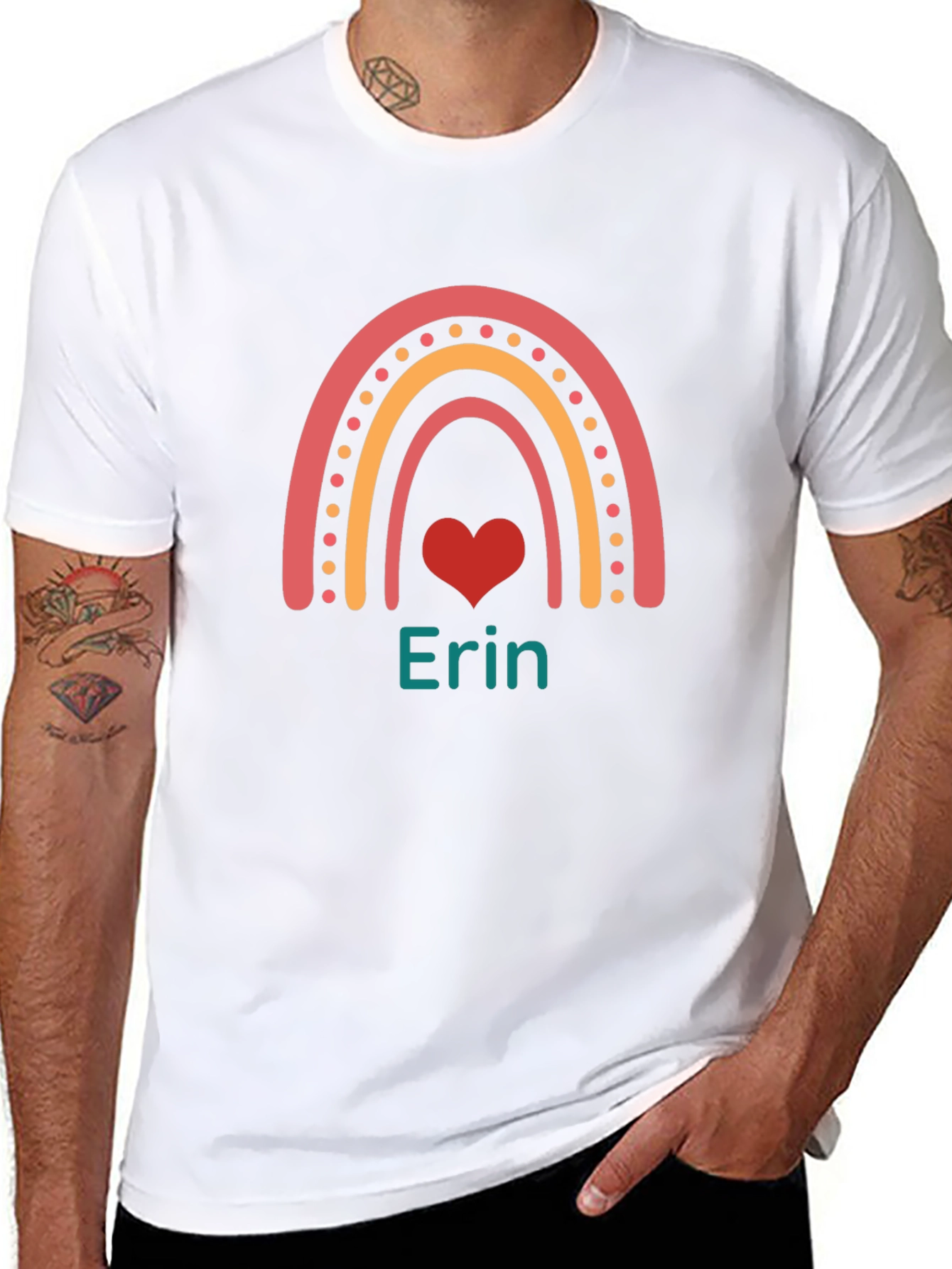 Erin Rainbow Heart Personalized T-Shirt