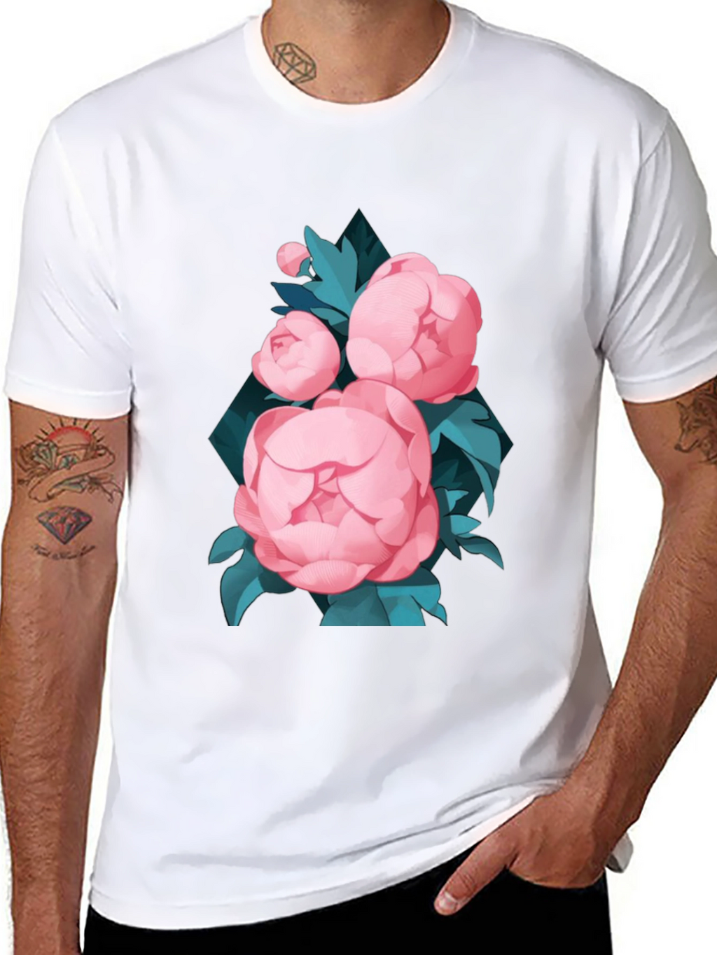 Black Floral T-Shirt for Men