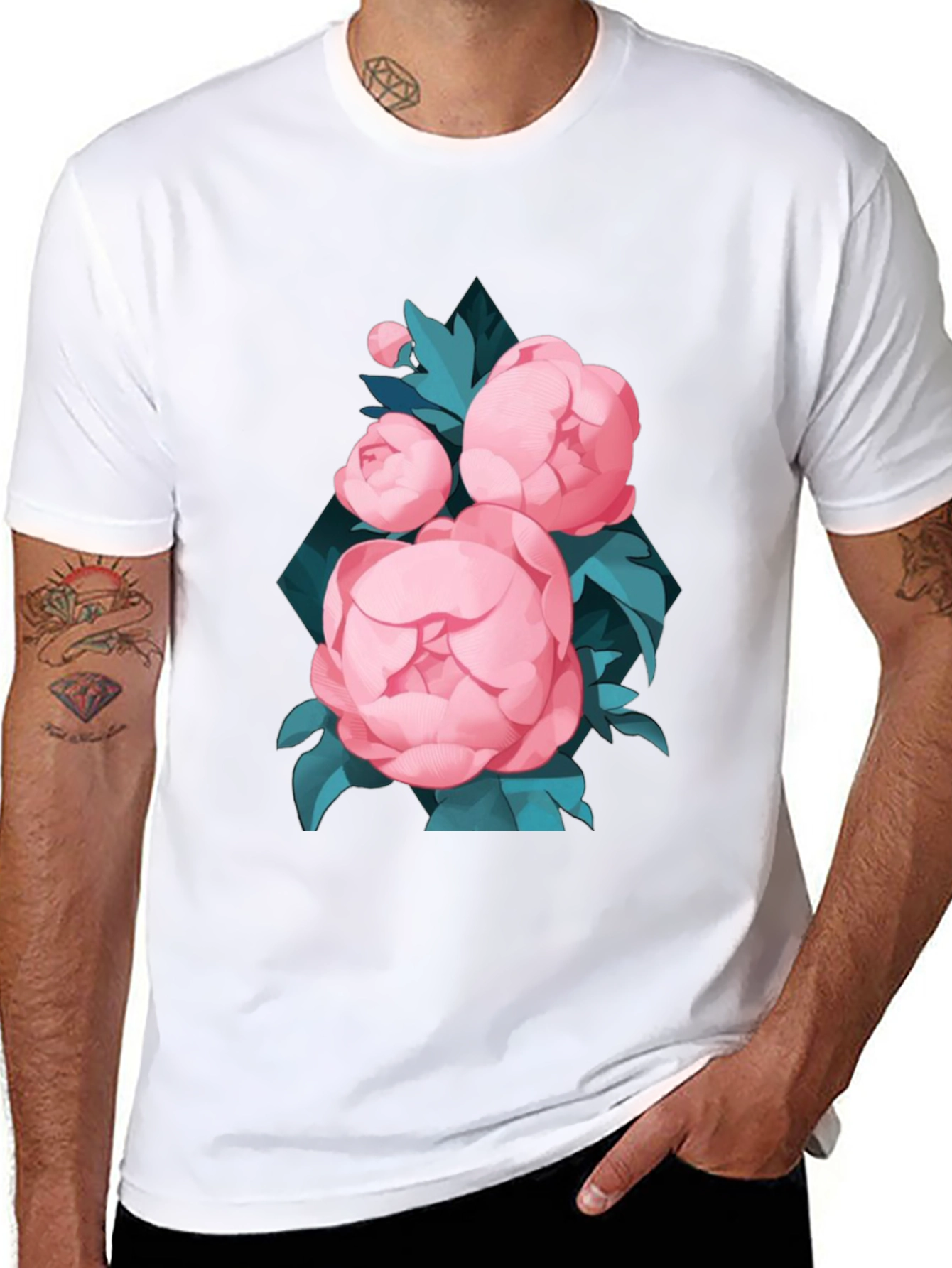 Black Floral T-Shirt for Men