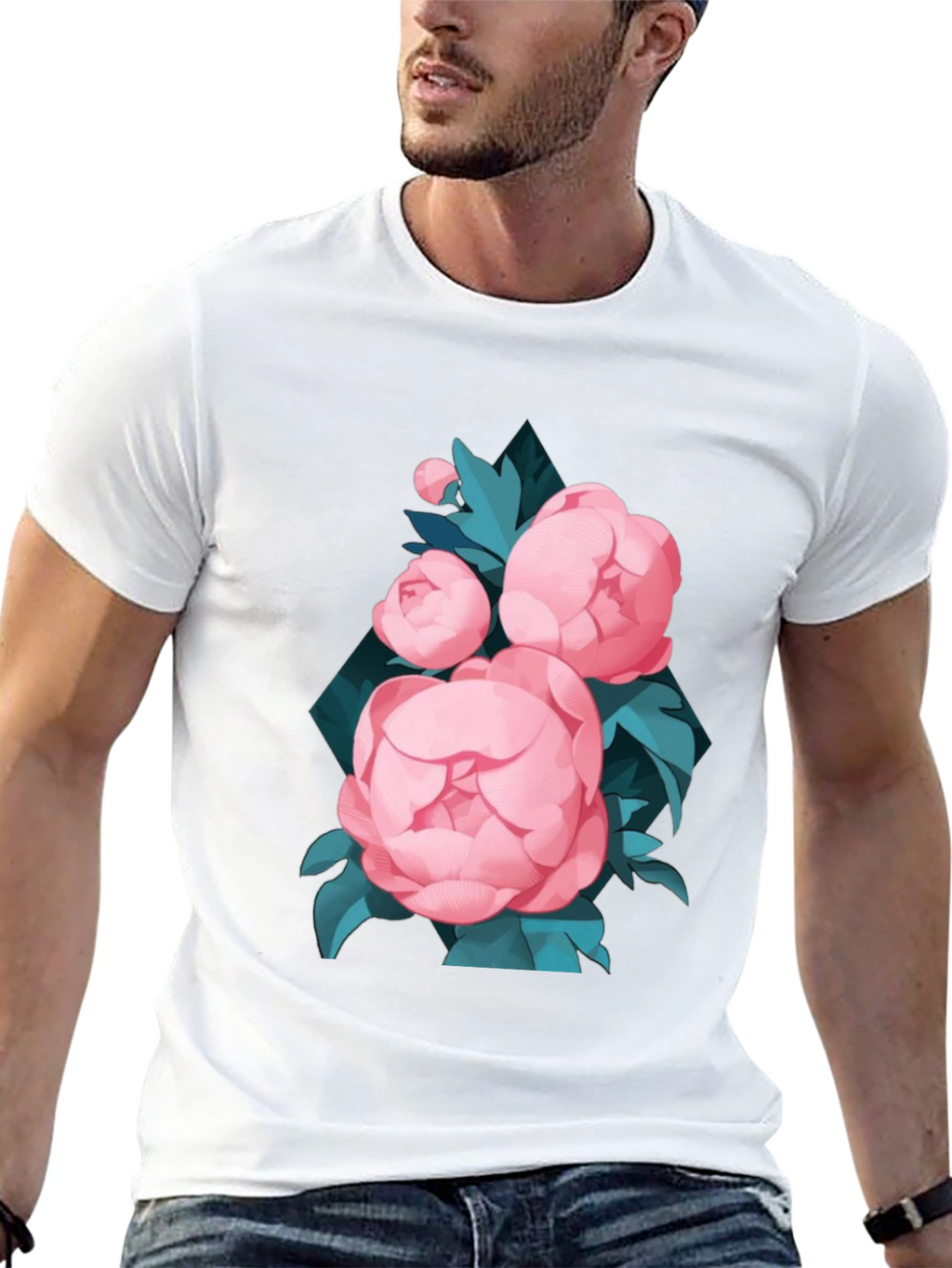 Black Floral T-Shirt for Men