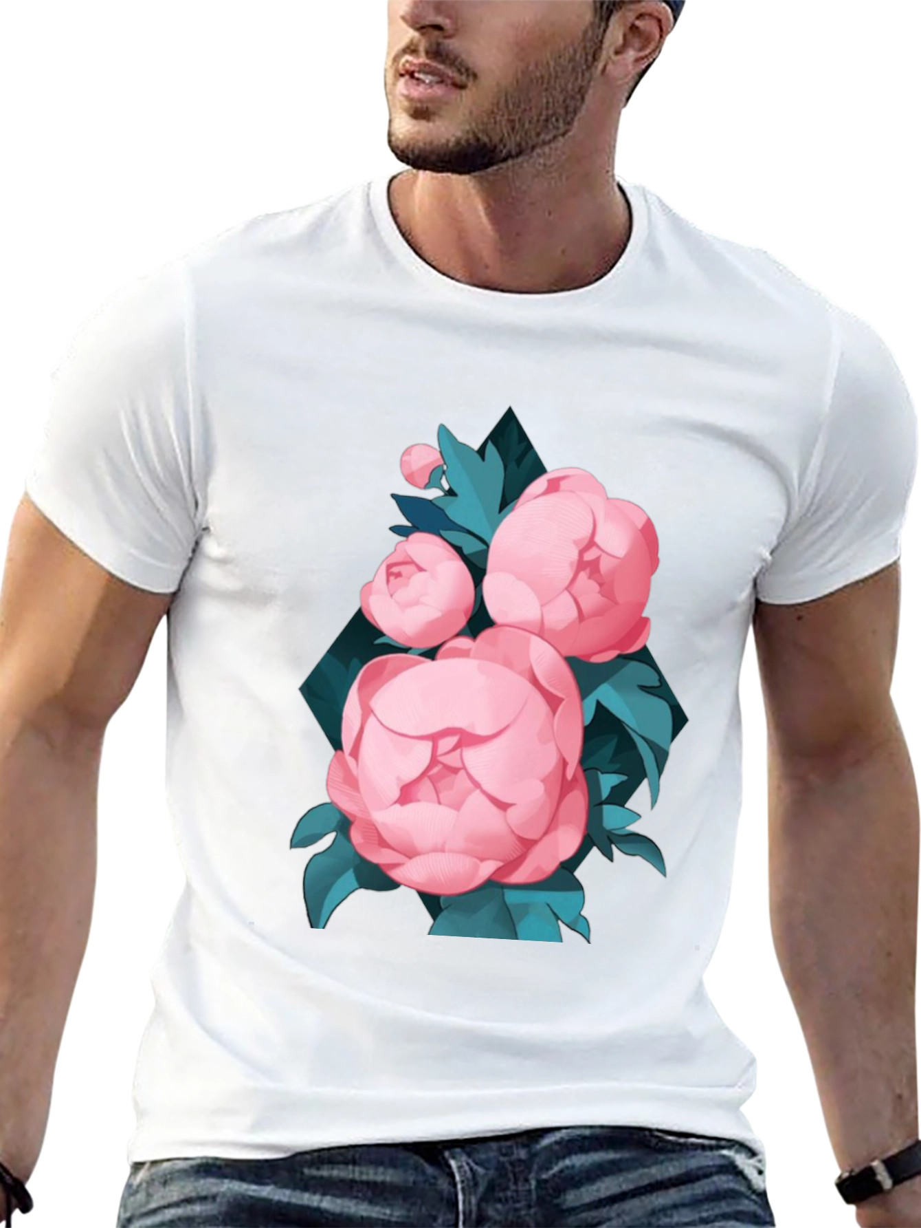 Black Floral T-Shirt for Men