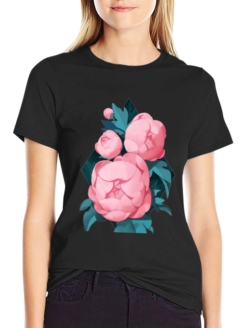 Black Floral T-Shirt for Men