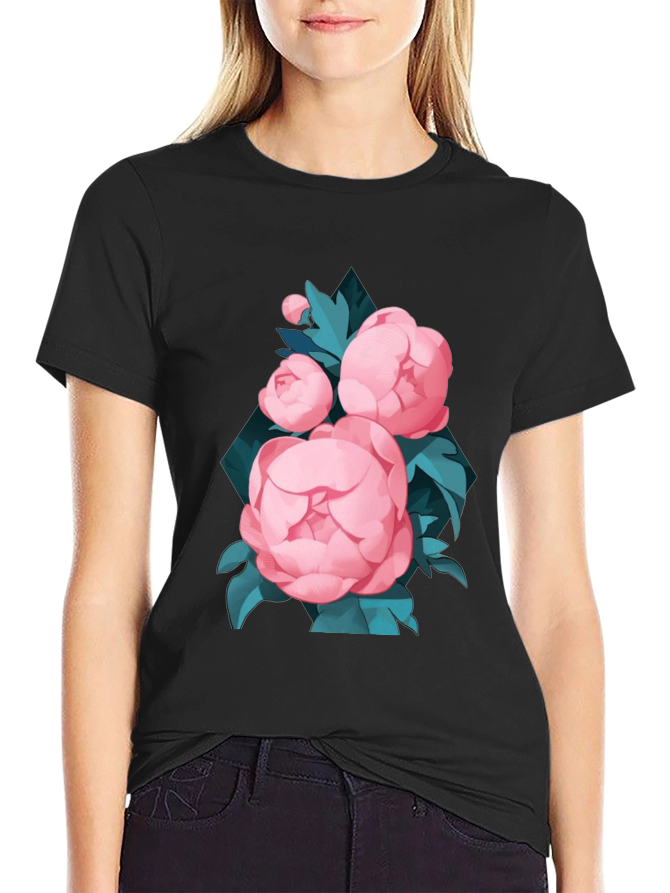 Black Floral T-Shirt for Men