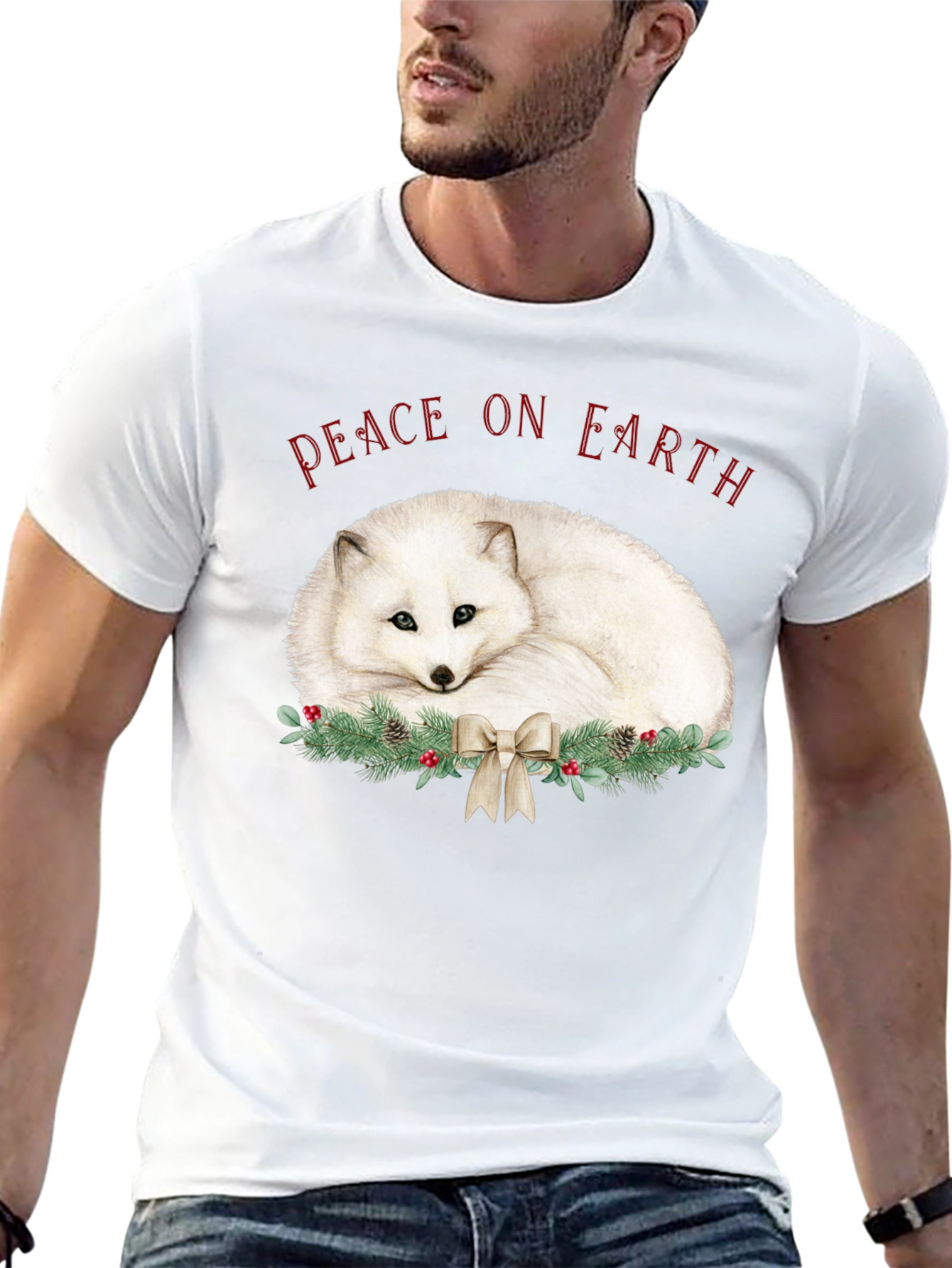Peace on Earth Arctic Fox Holiday T-Shirt