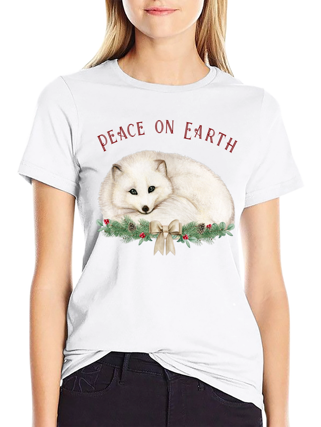 Peace on Earth Arctic Fox Holiday T-Shirt