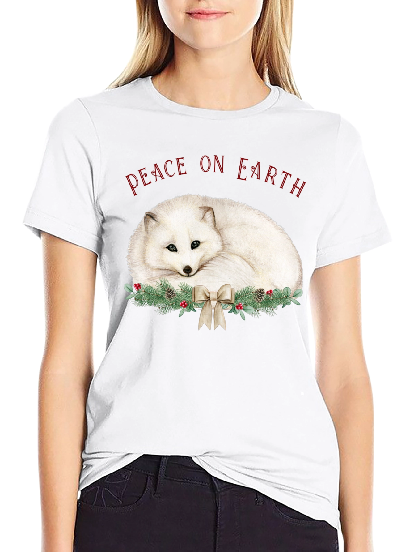 Peace on Earth Arctic Fox Holiday T-Shirt