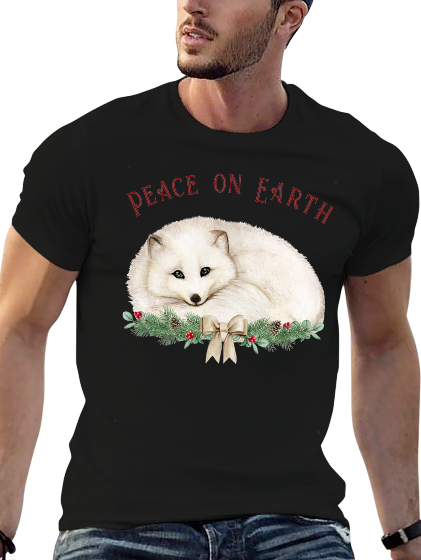 Peace on Earth Arctic Fox Holiday T-Shirt