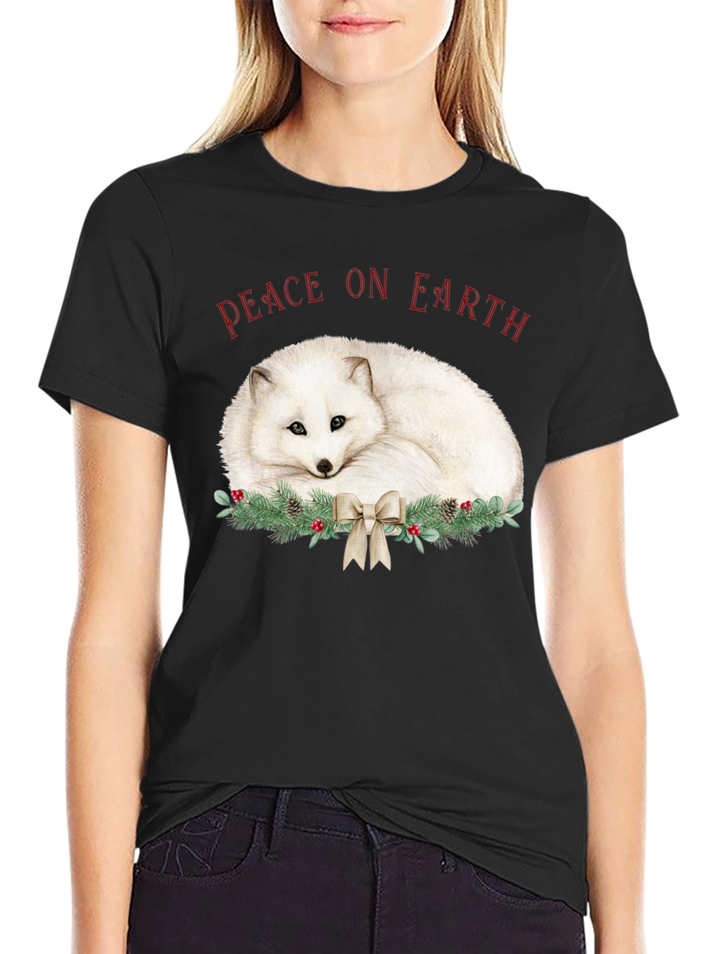 Peace on Earth Arctic Fox Holiday T-Shirt