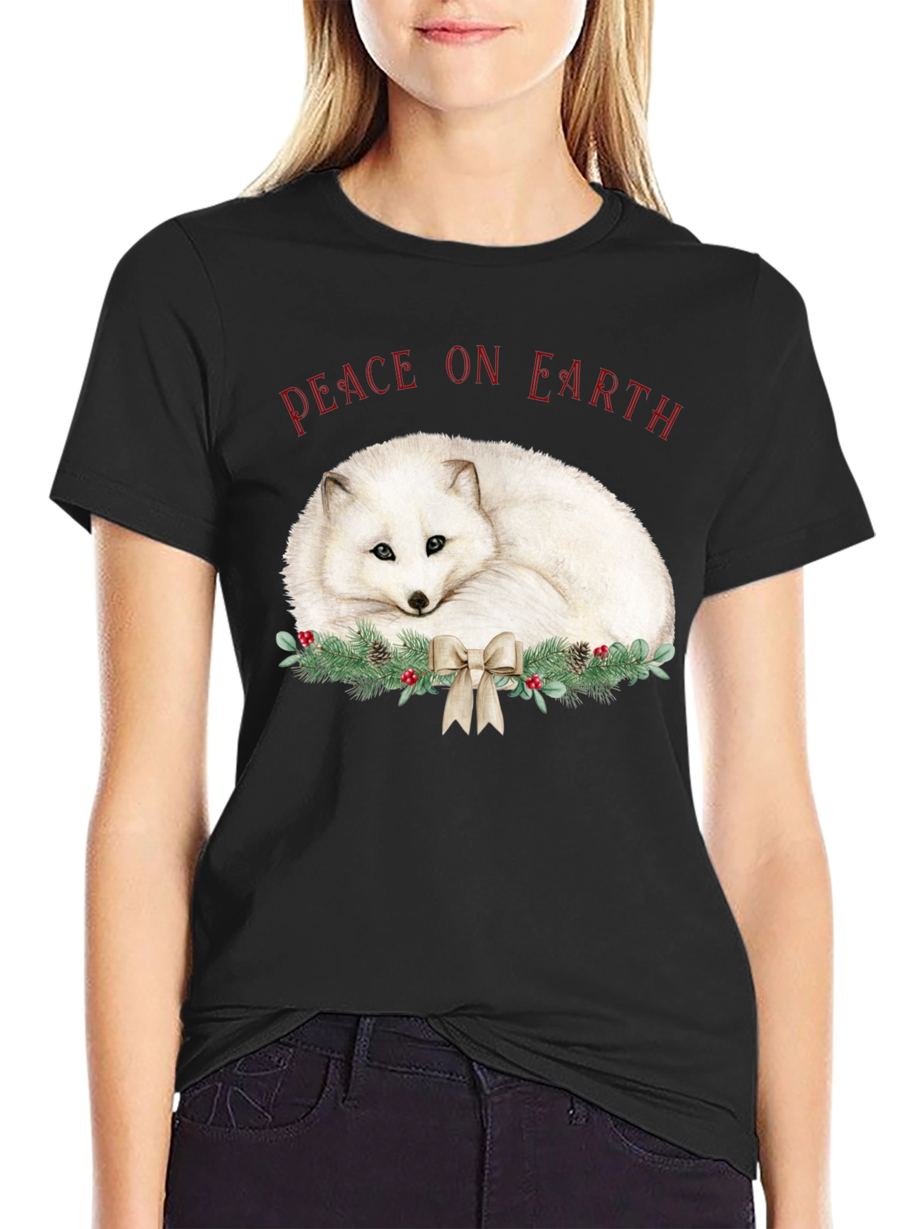 Peace on Earth Arctic Fox Holiday T-Shirt