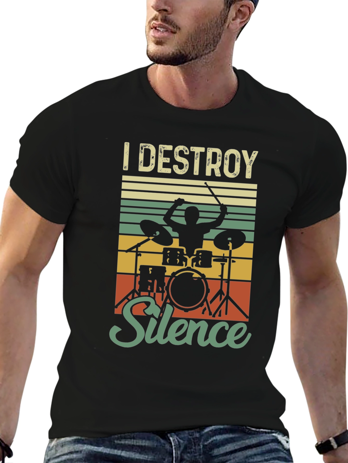 I Destroy Silence Drummer T-Shirt - Music Lover Tee