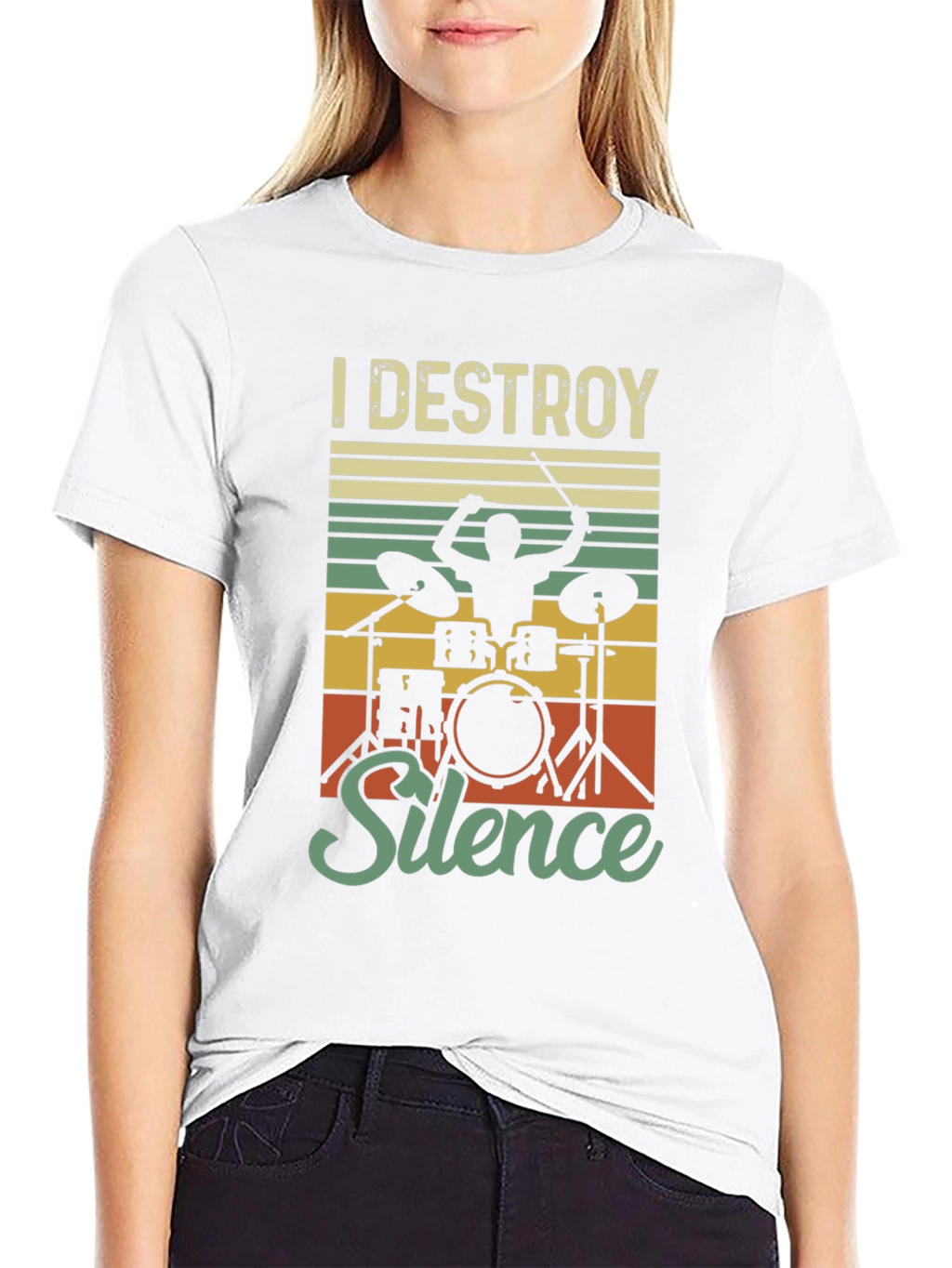 I Destroy Silence Drummer T-Shirt - Music Lover Tee
