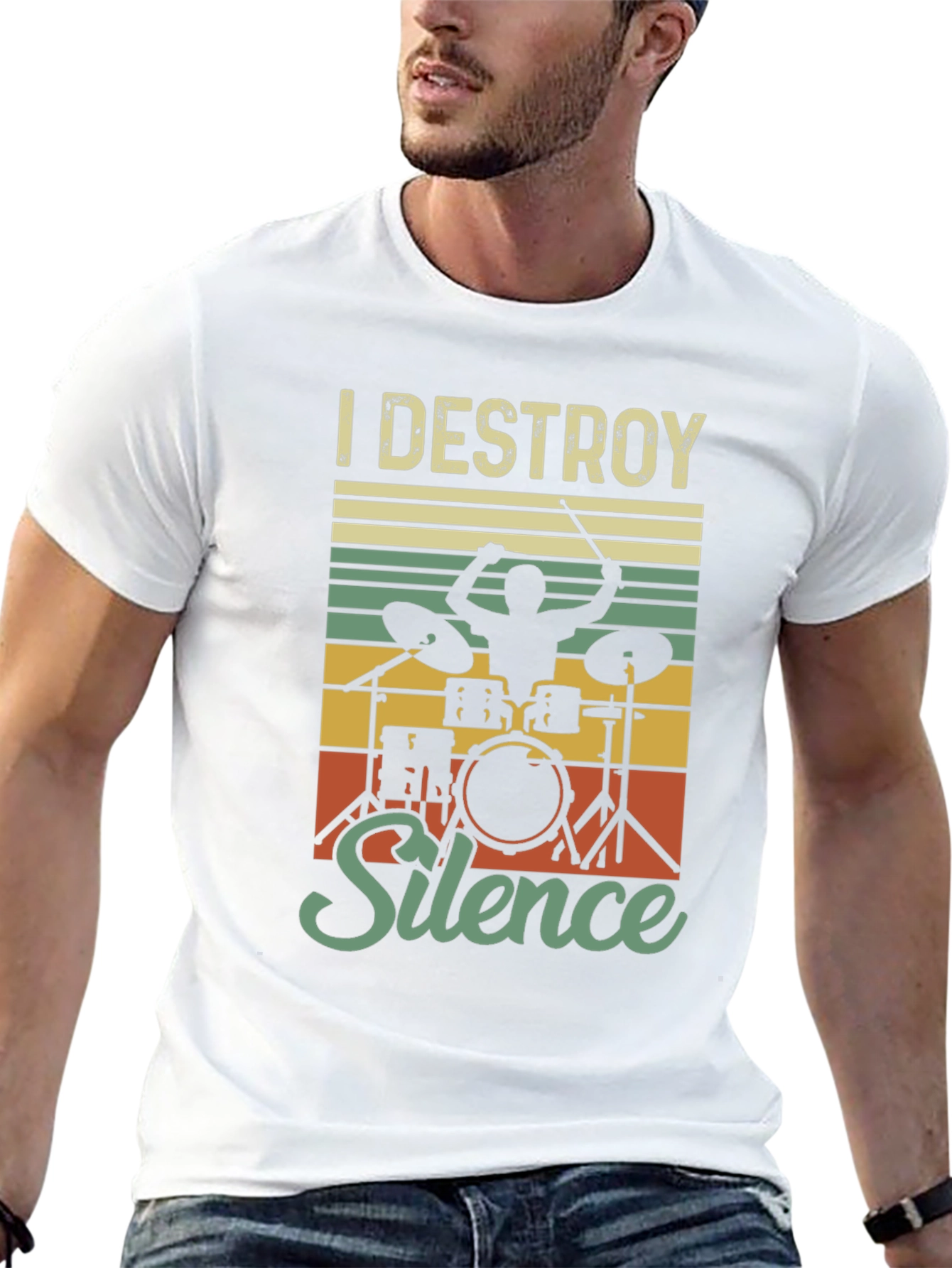 I Destroy Silence Drummer T-Shirt - Music Lover Tee