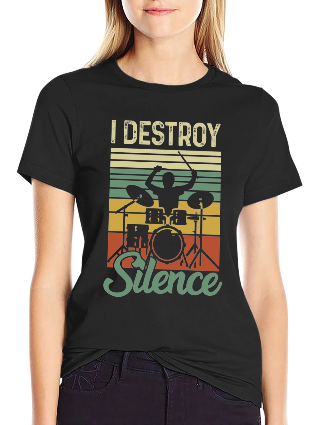 I Destroy Silence Drummer T-Shirt - Music Lover Tee