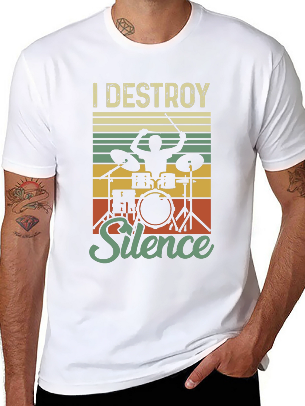 I Destroy Silence Drummer T-Shirt - Music Lover Tee