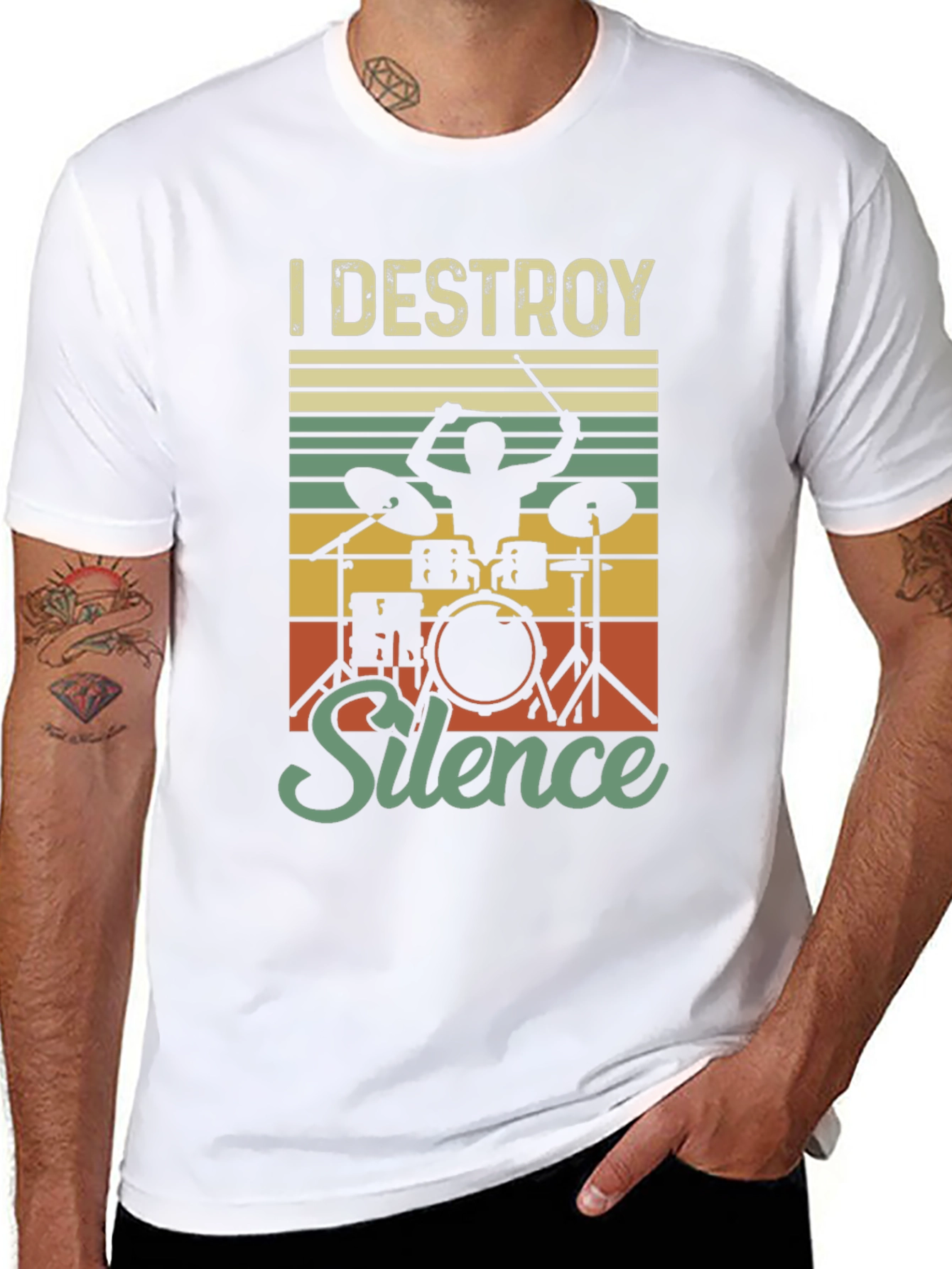 I Destroy Silence Drummer T-Shirt - Music Lover Tee