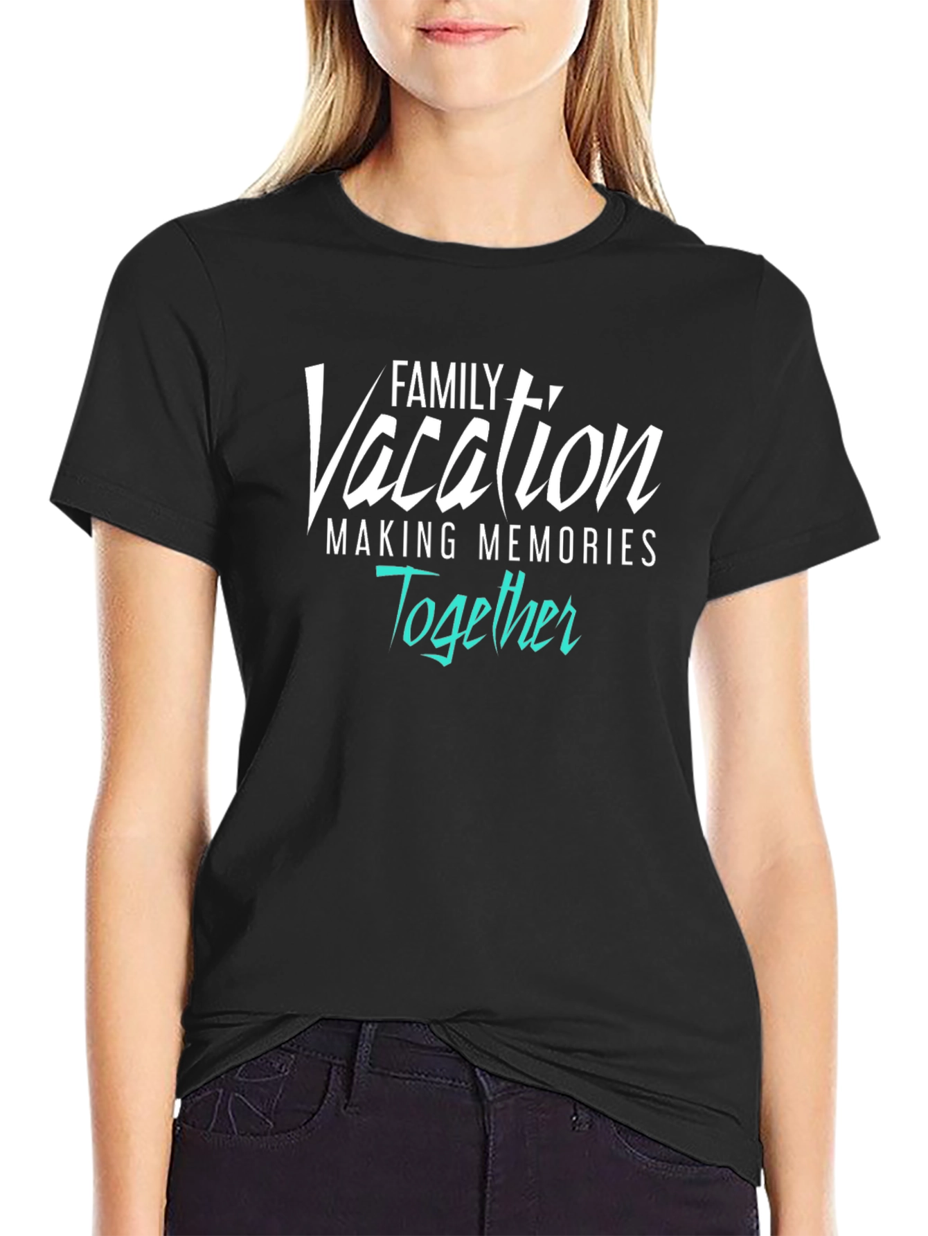 Family Vacation Memories Tee - Black Graphic T-Shirt