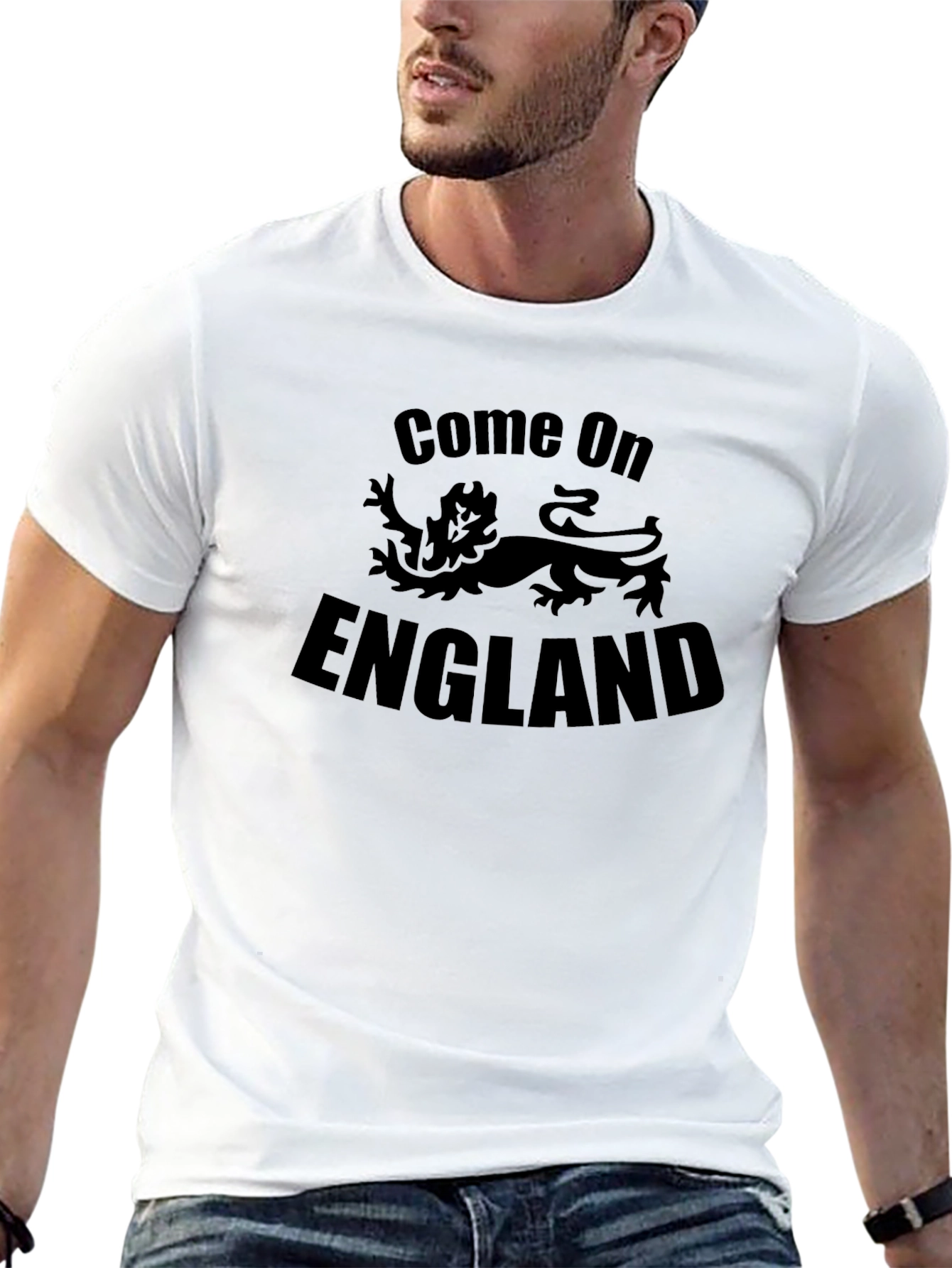 Come On England Graphic Tee - Black Cotton T-Shirt