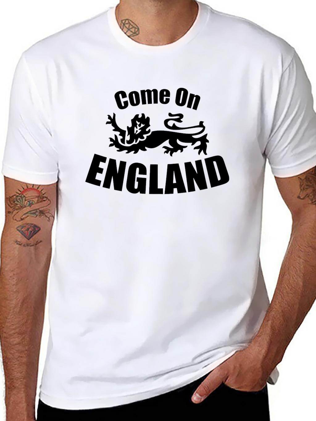 Come On England Graphic Tee - Black Cotton T-Shirt