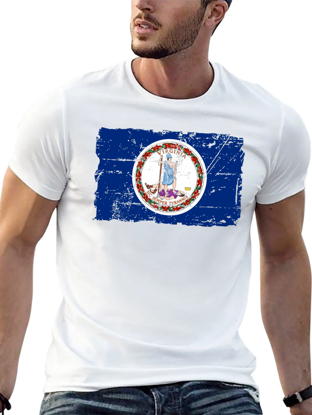 Virginia Flag T-Shirt - Distressed Design USA Pride
