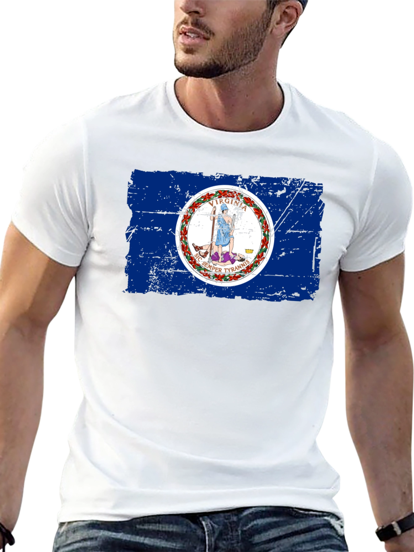 Virginia Flag T-Shirt - Distressed Design USA Pride