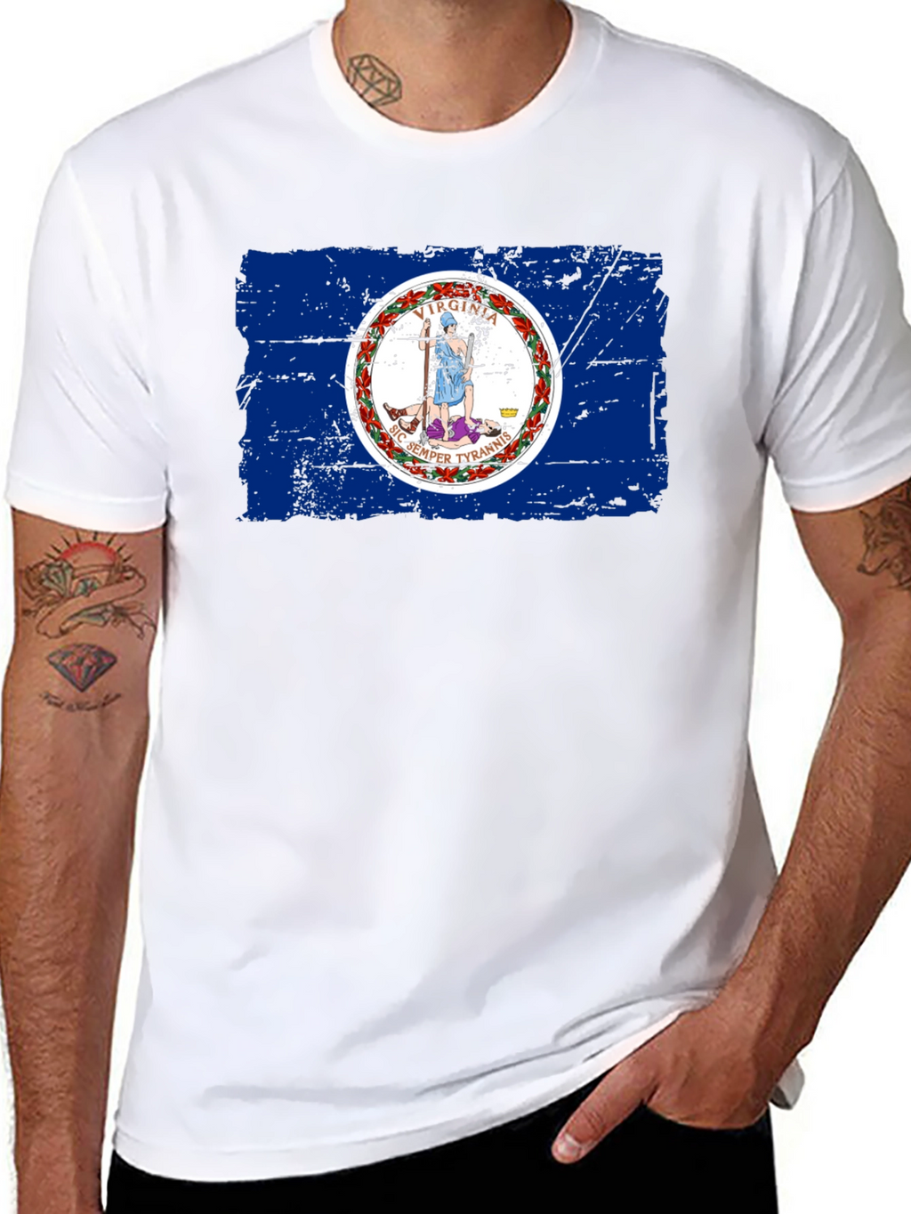 Virginia Flag T-Shirt - Distressed Design USA Pride