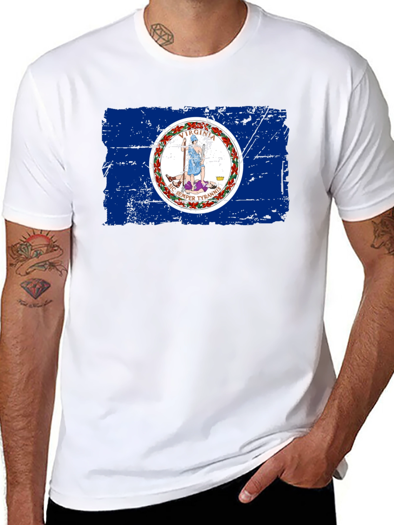 Virginia Flag T-Shirt - Distressed Design USA Pride