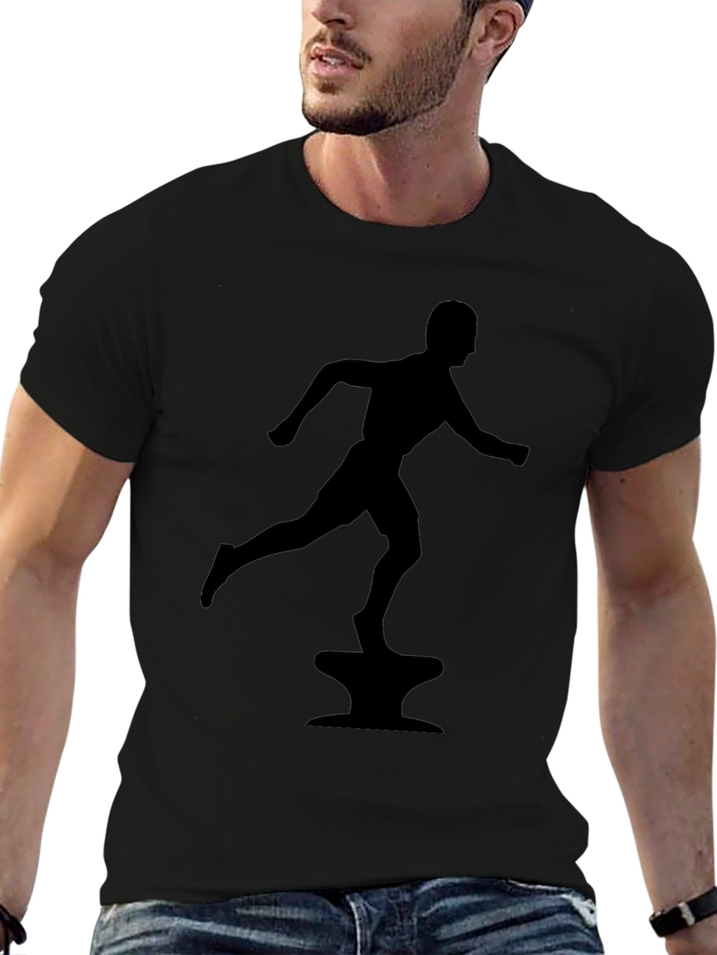 Silhouette Runner on Anvil Black Tee