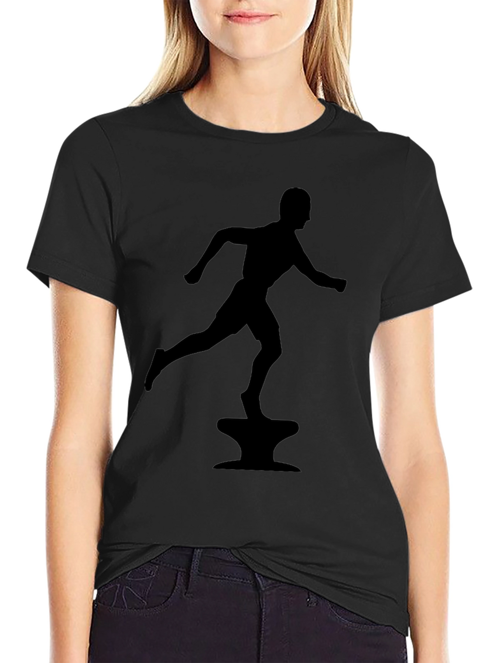Silhouette Runner on Anvil Black Tee