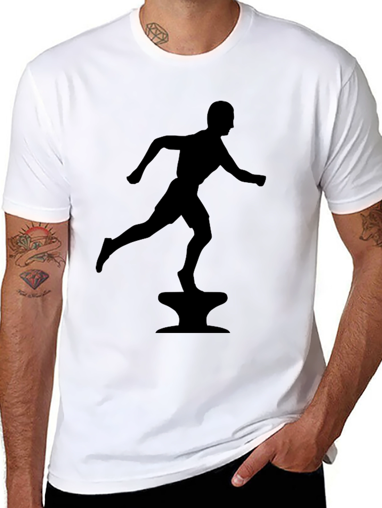 Silhouette Runner on Anvil Black Tee