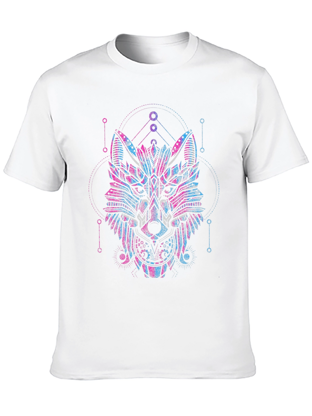 Geometric Wolf Graphic Black T-Shirt