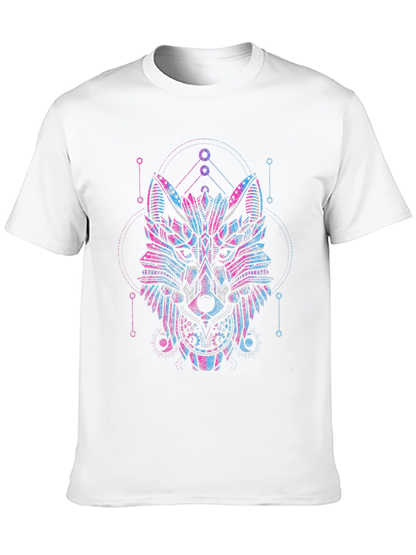 Geometric Wolf Graphic Black T-Shirt