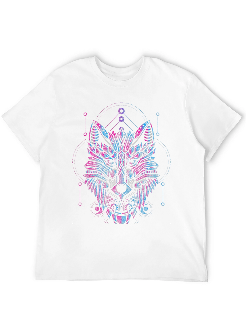 Geometric Wolf Graphic Black T-Shirt