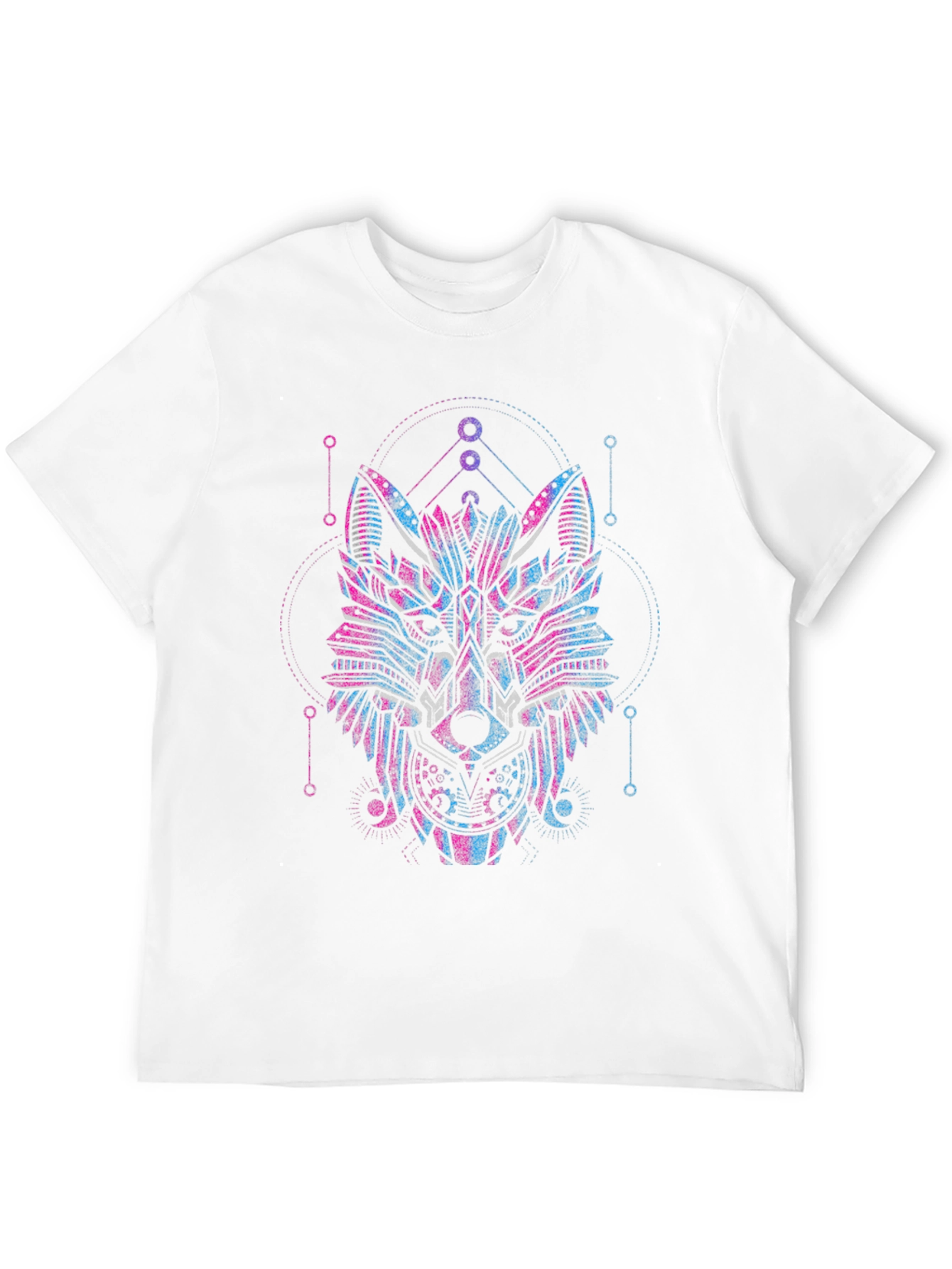 Geometric Wolf Graphic Black T-Shirt