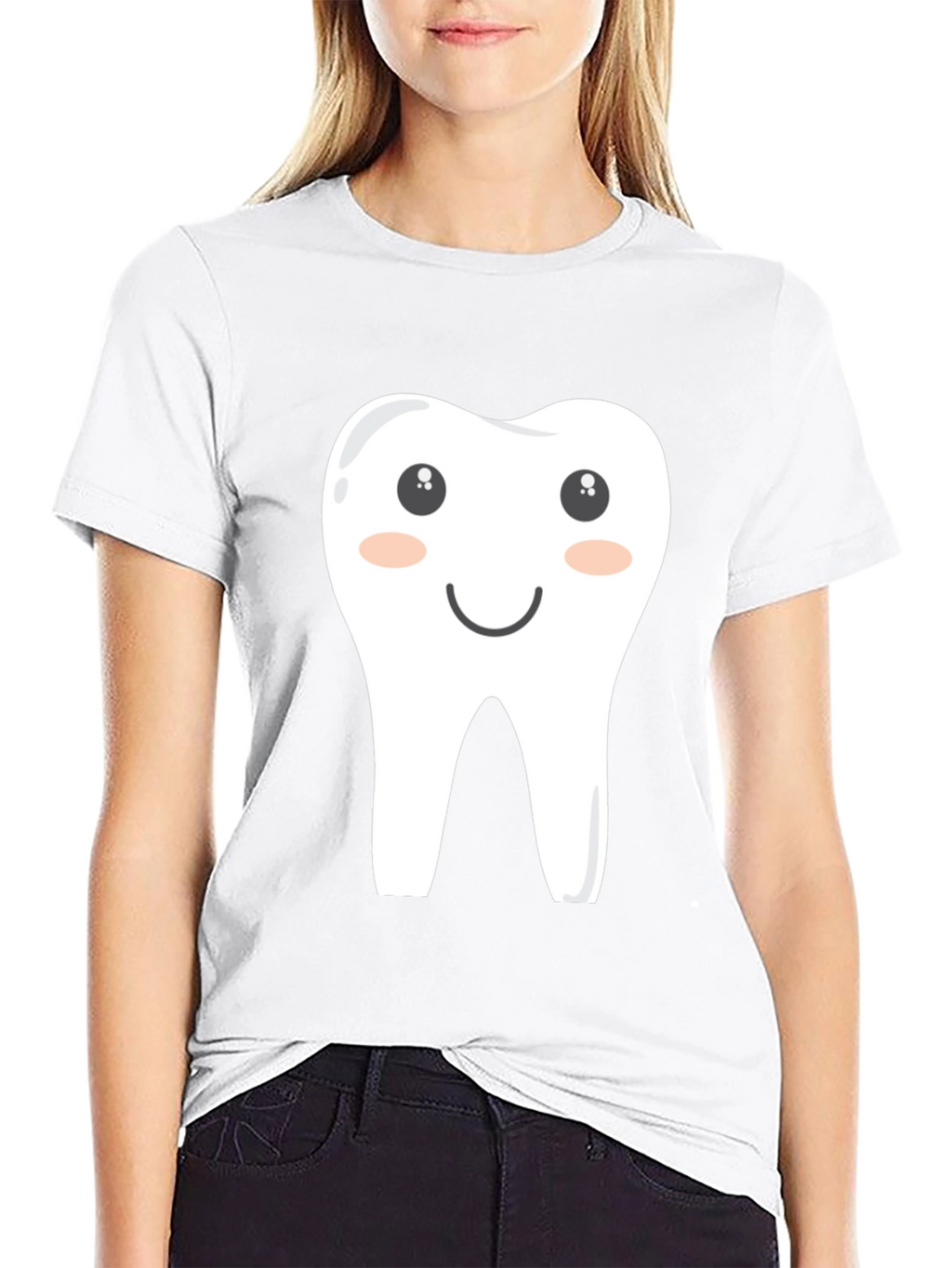 Cartoon Tooth Graphic Tee - Black